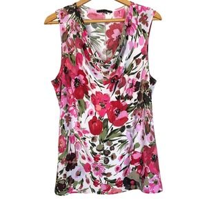 Tiana B. Women's XL Floral Print Sleeveless Cowl Neck Tank Blouse